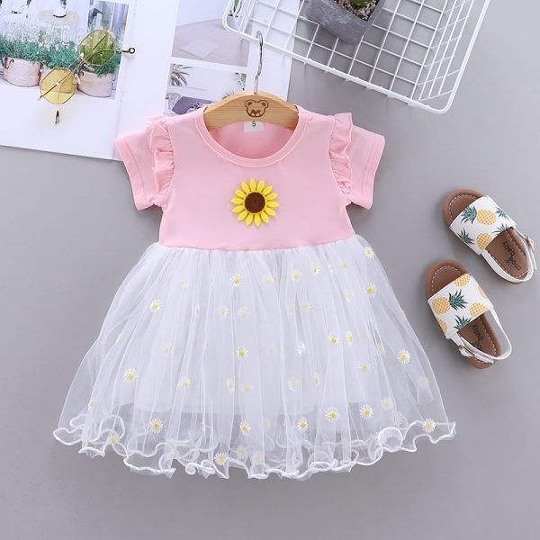 Liuliukd| sunflower girl summer dress, Pink, Baby