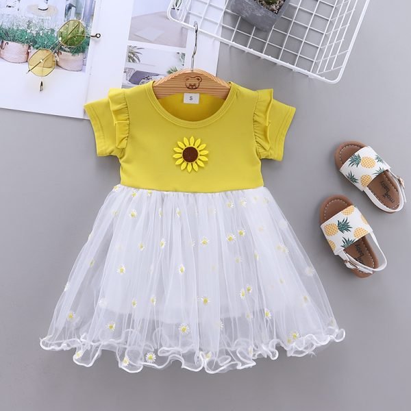 Liuliukd| sunflower girl summer dress, Yellow, Baby